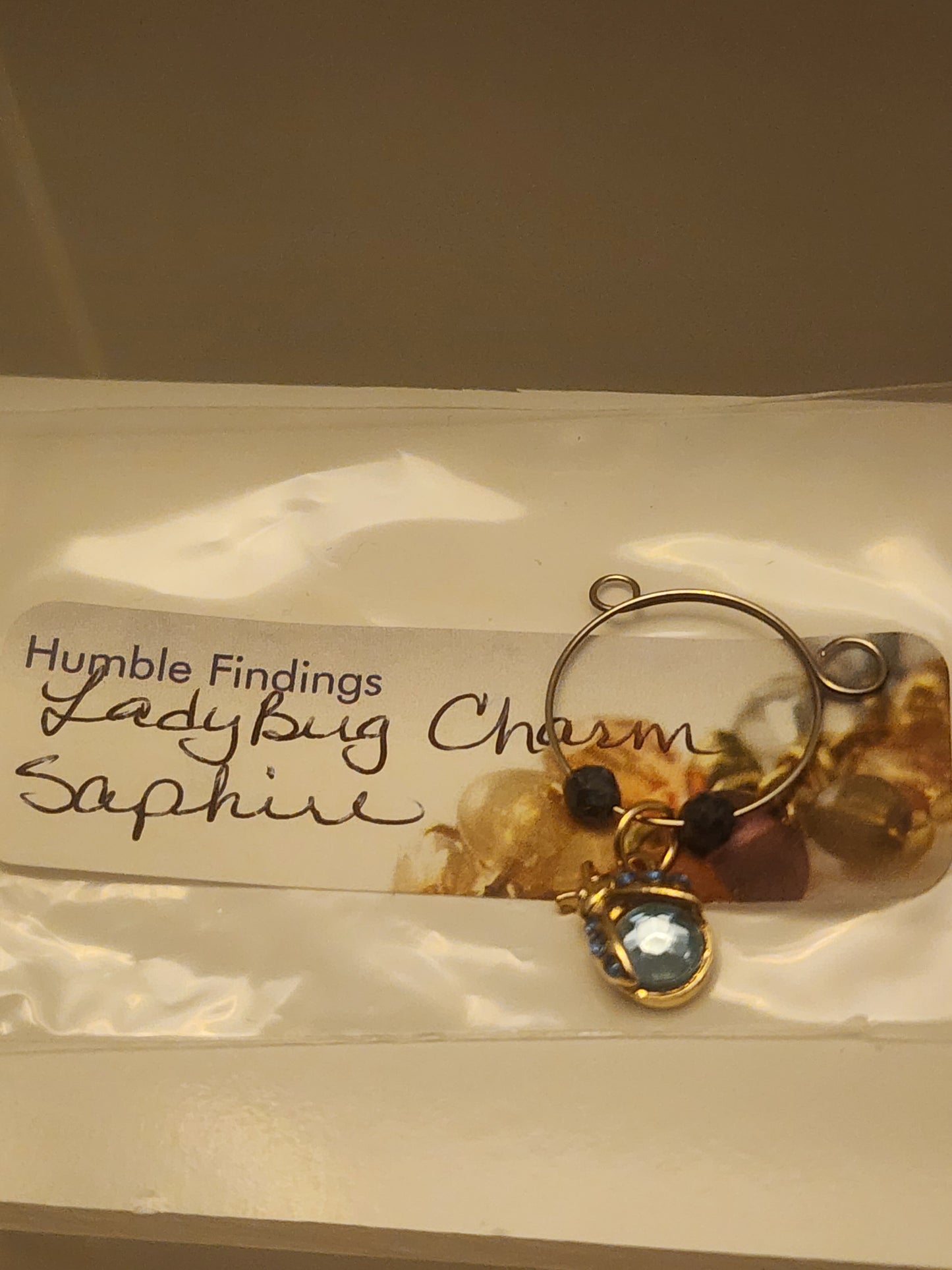 Blue Ladybug Charm Wine Ring