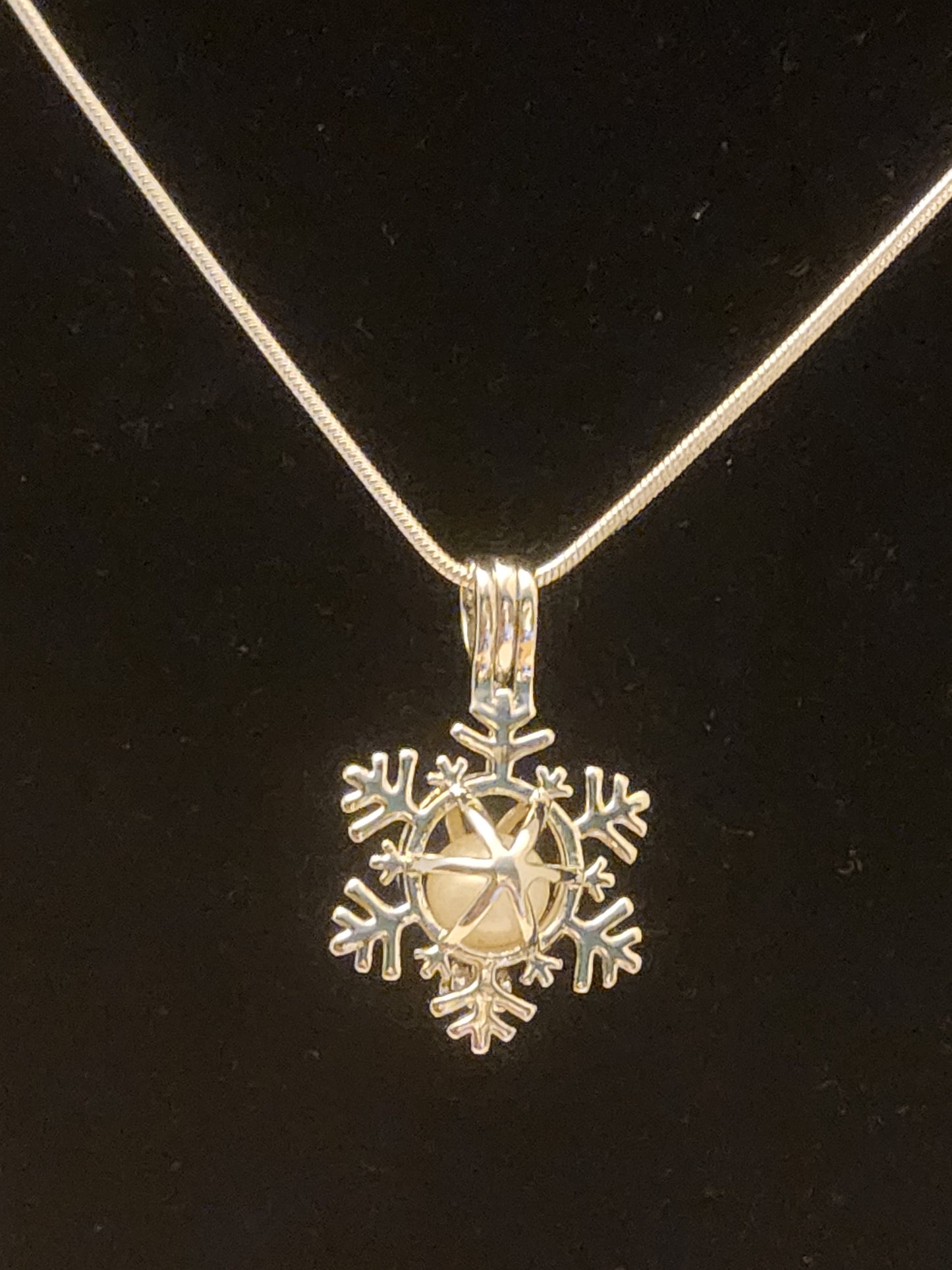 Snowflake Pearl Cage Necklace
