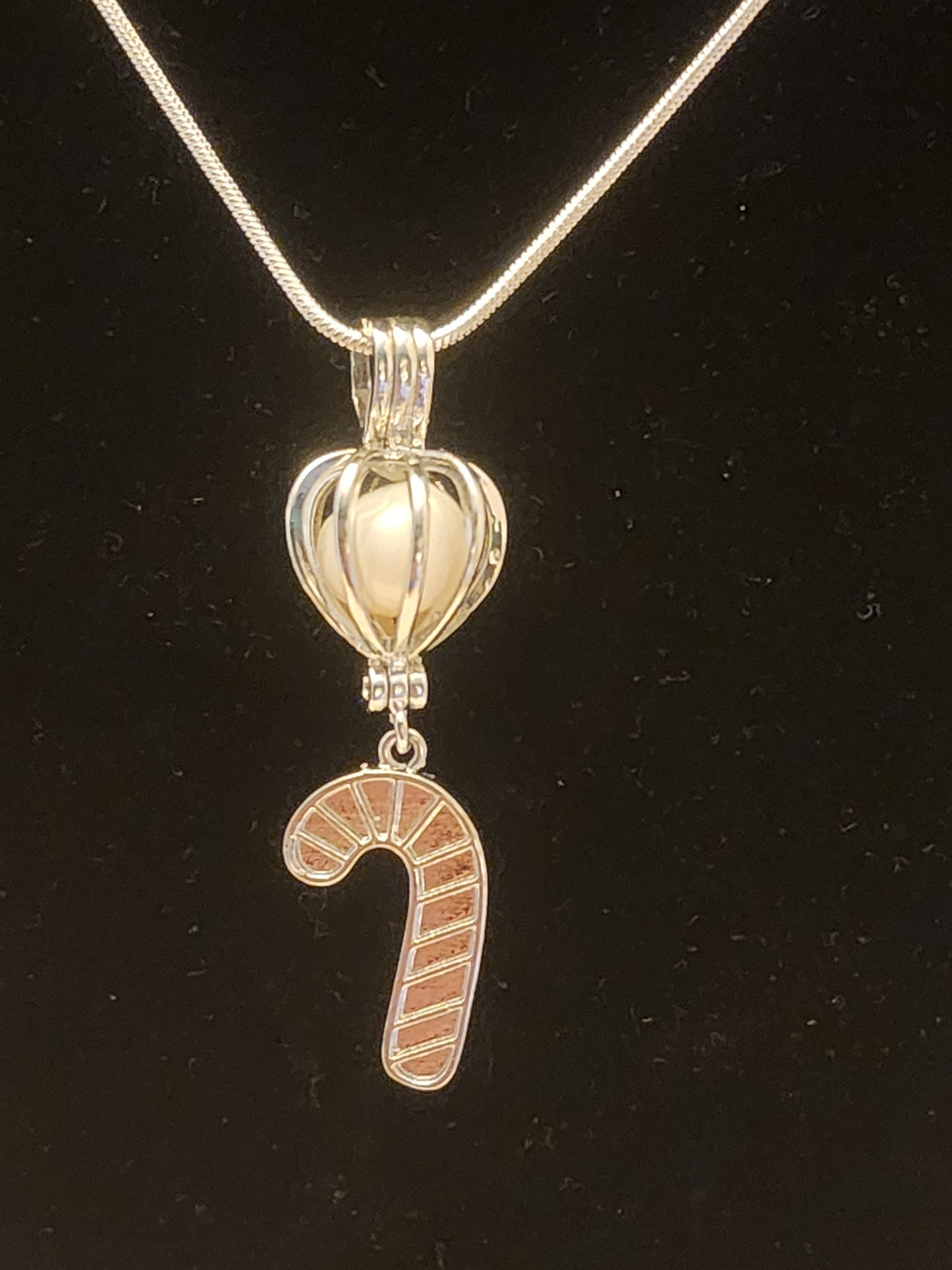 Candy Cane Pearl Cage Necklace