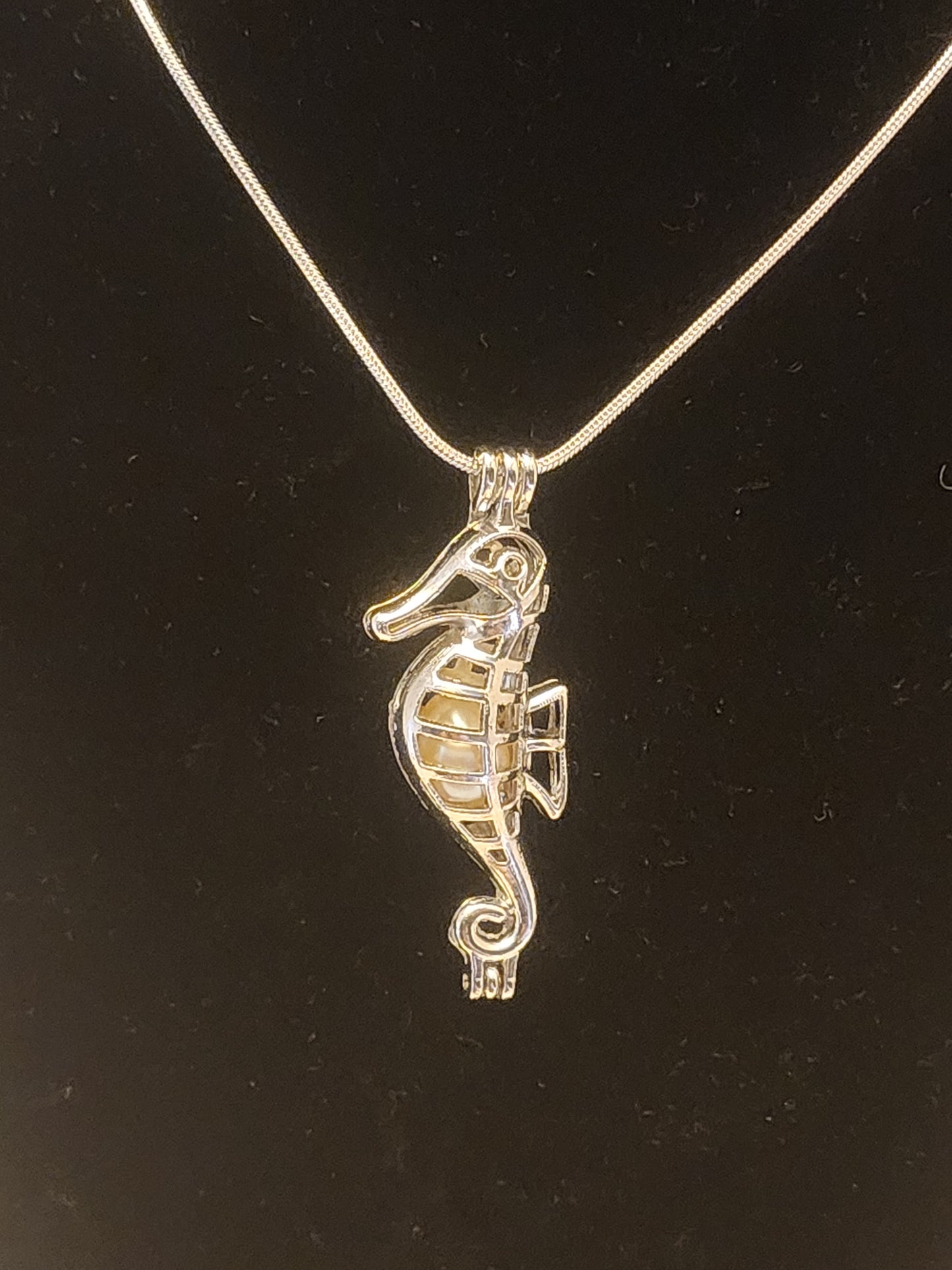Seahorse Pearl Cage Necklace