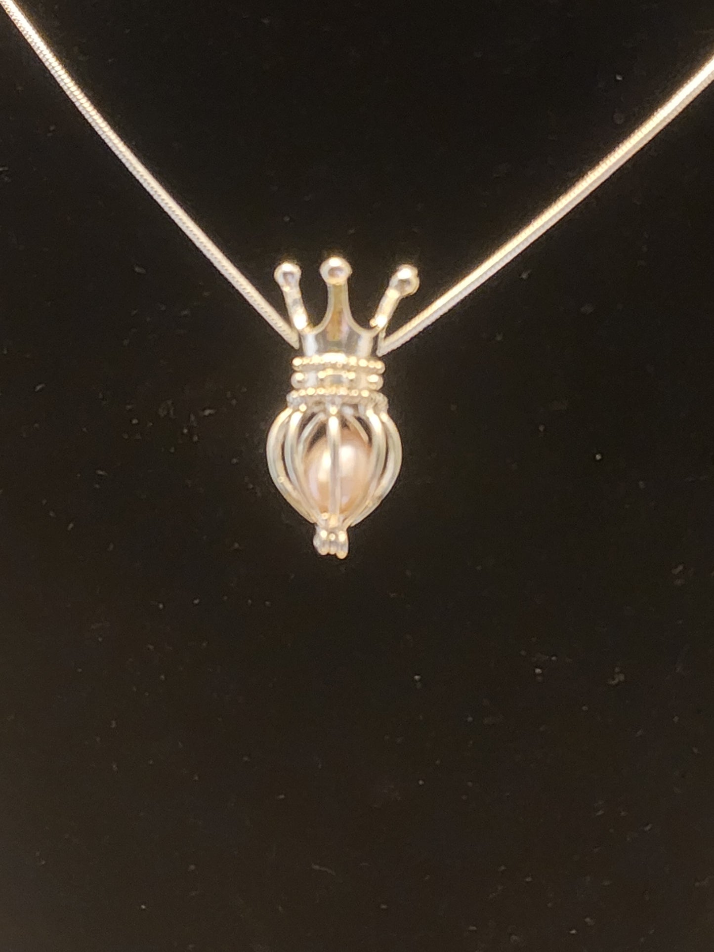 Crown Pearl Cage Necklace