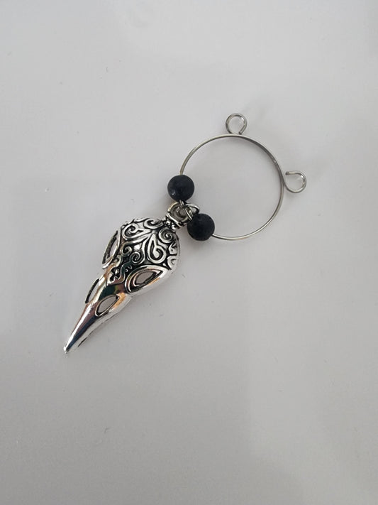 Black Lava Stone Raven Skull Wine Ring