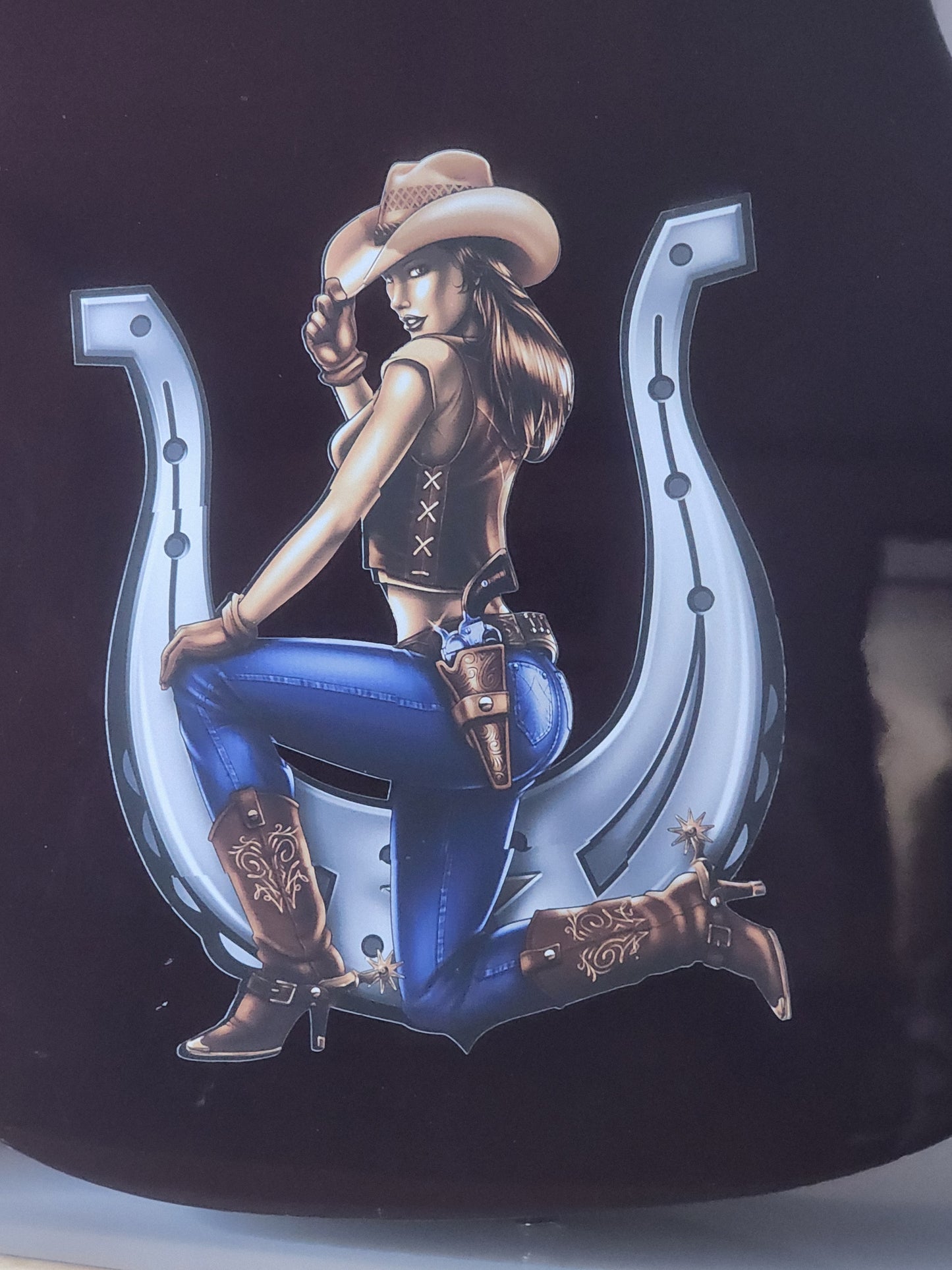 Cowgirl Horseshoe Guitar Decal/Sticker