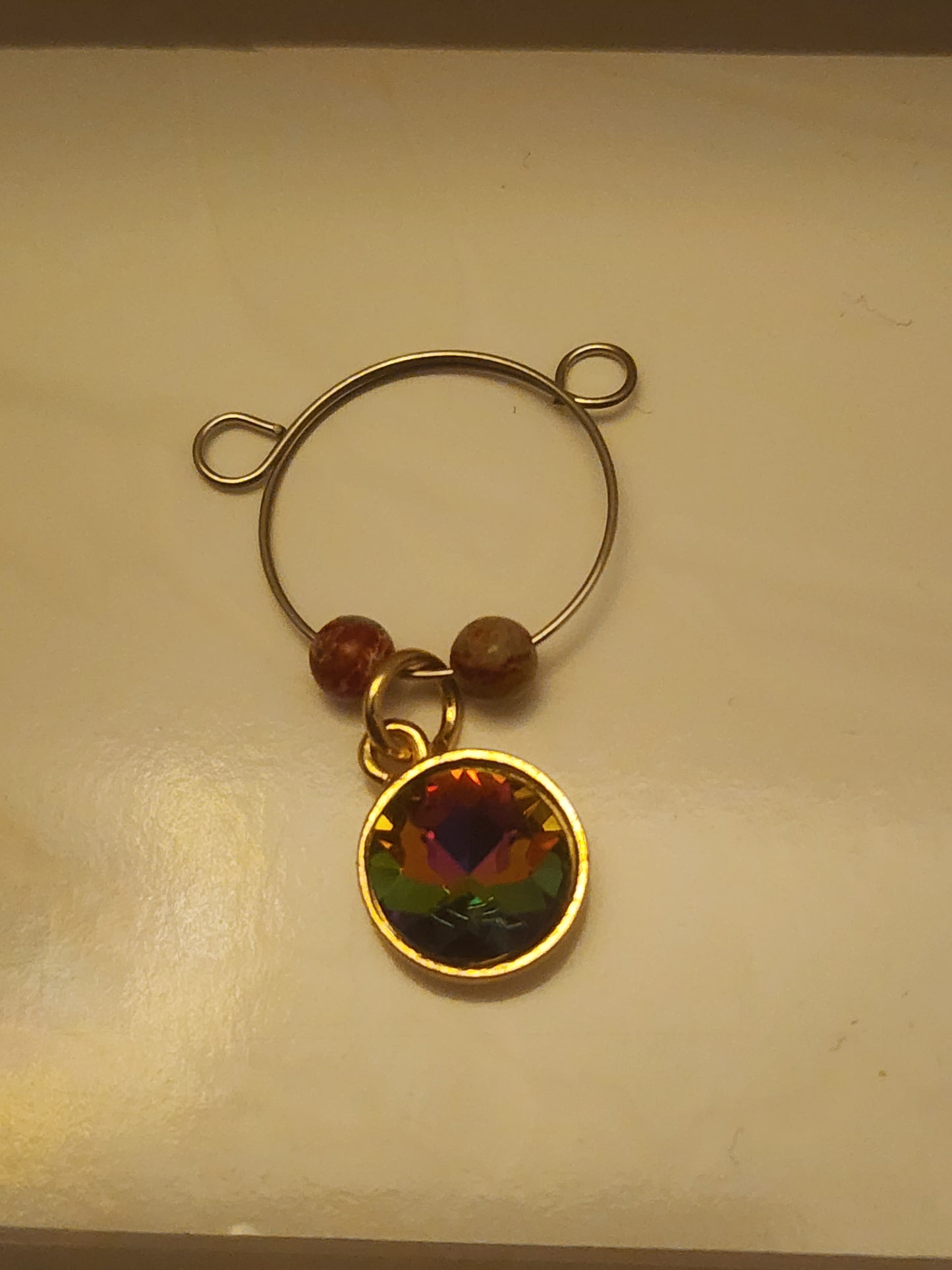 Round Crystal Charm Wine Ring