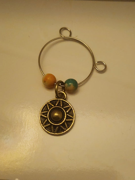 Round Sun Charm Wine Ring