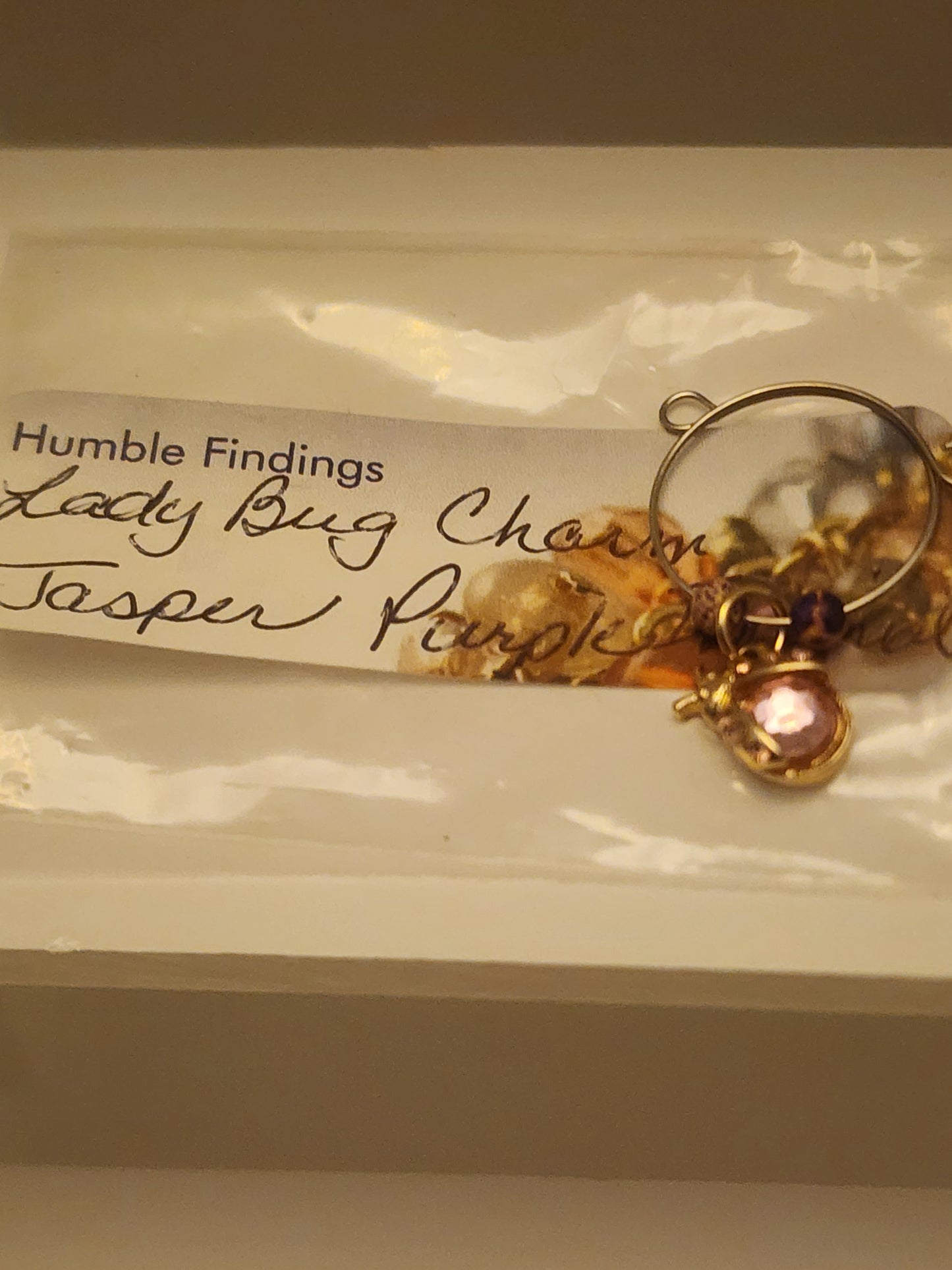 Pink Ladybug Charm Wine Ring