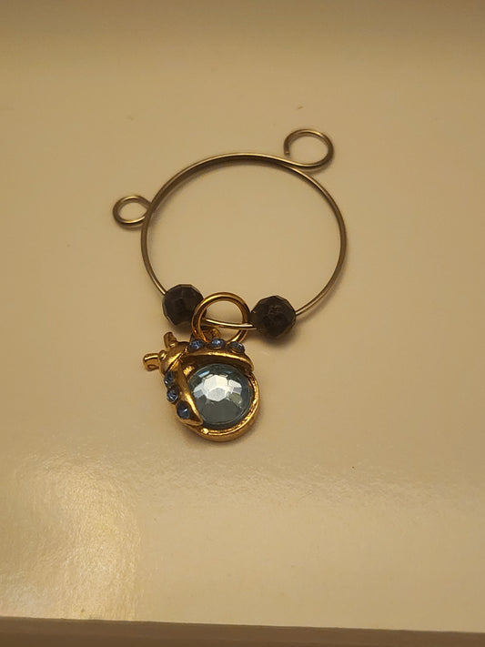 Blue Ladybug Charm Wine Ring