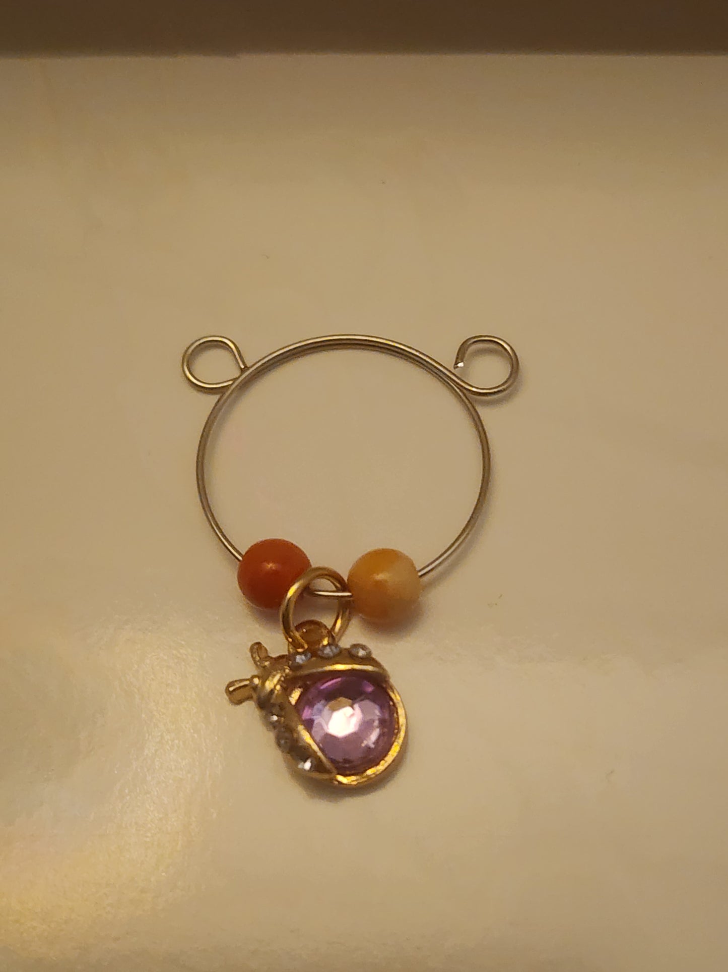 Purple Ladybug Wine Ring
