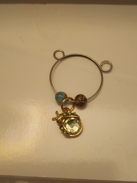 Light Blue Ladybug Charm Wine Ring