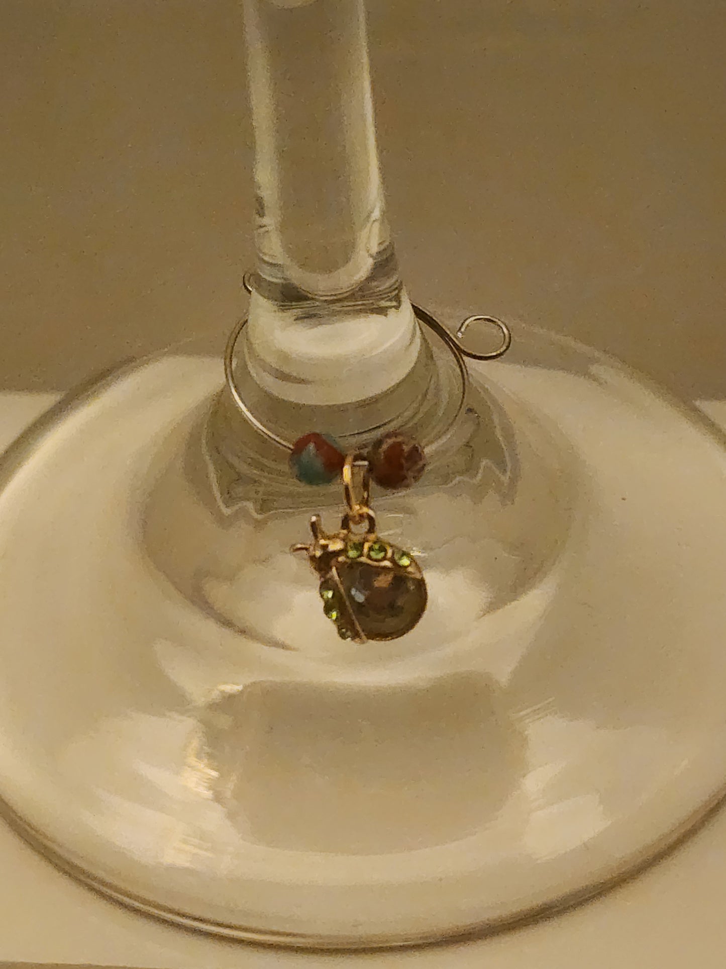 Light Blue Ladybug Charm Wine Ring