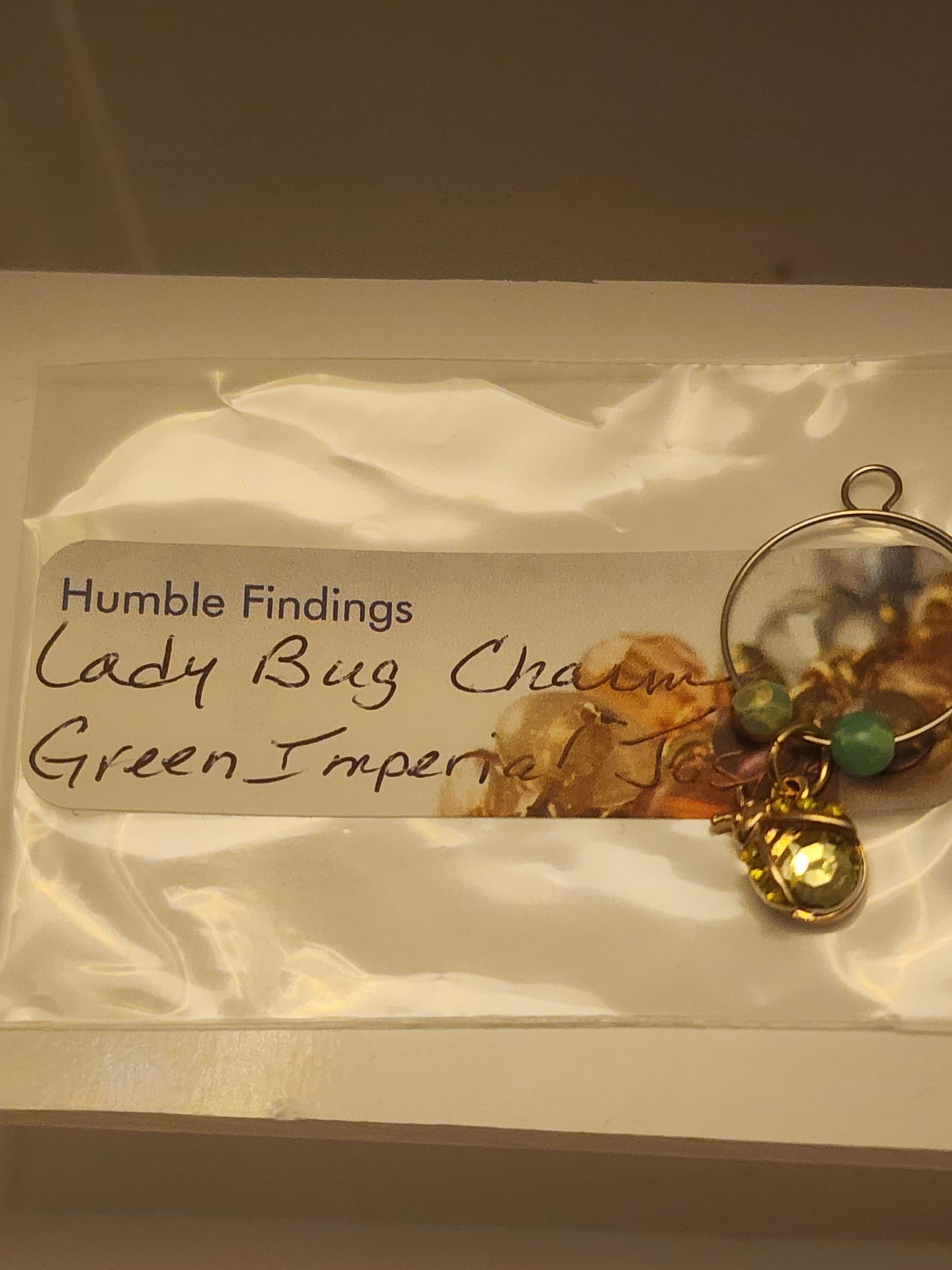 Light Green Ladybug Charm Wine Ring