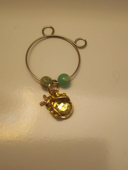 Light Green Ladybug Charm Wine Ring