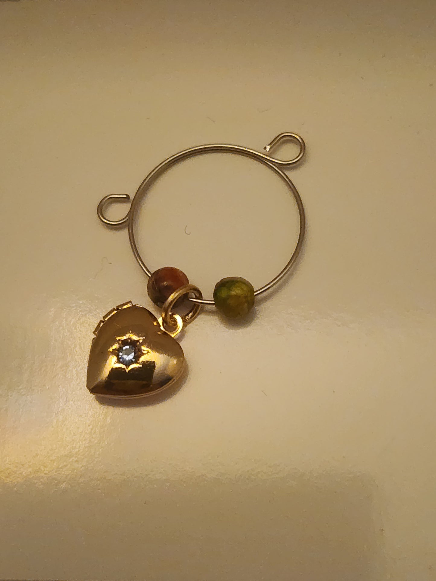 Light Blue Heart Locket Wine Ring