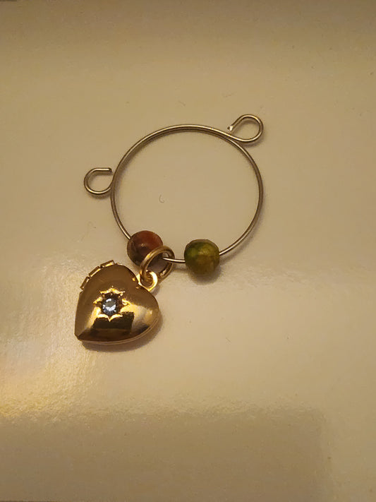 Light Blue Heart Locket Wine Ring