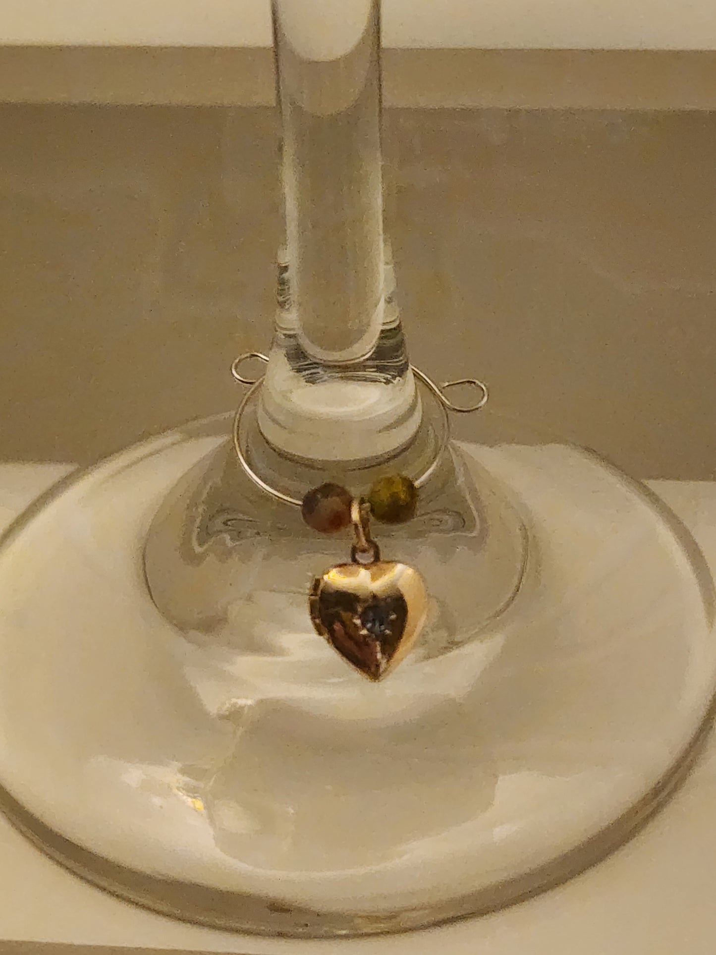 Light Blue Heart Locket Wine Ring