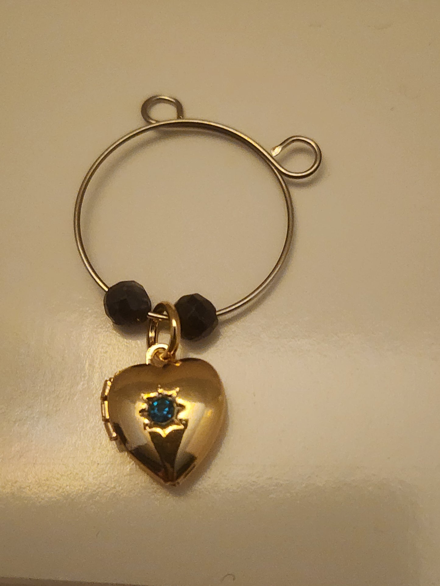 Dark Blue Heart Locket Wine Ring