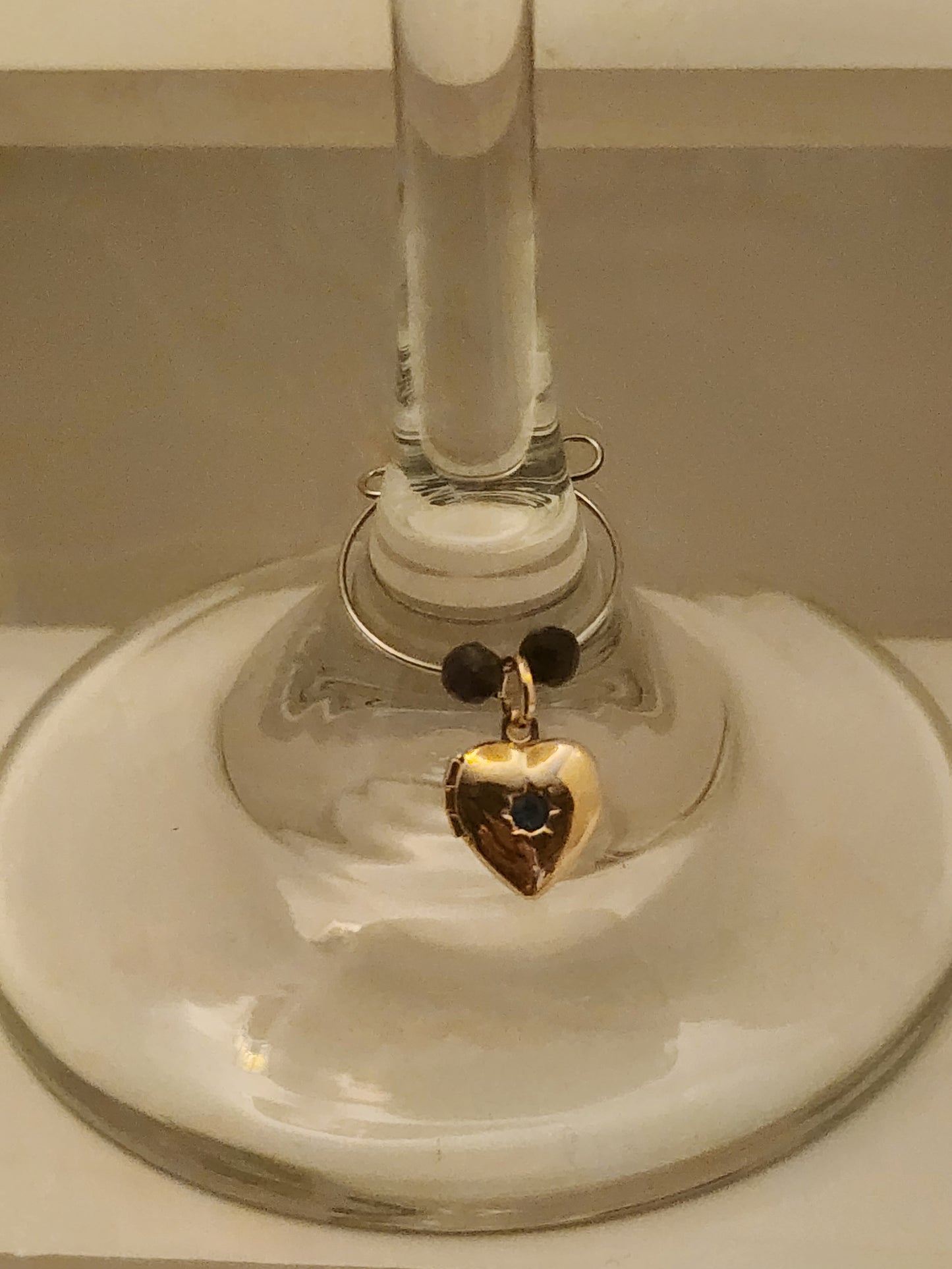 Dark Blue Heart Locket Wine Ring