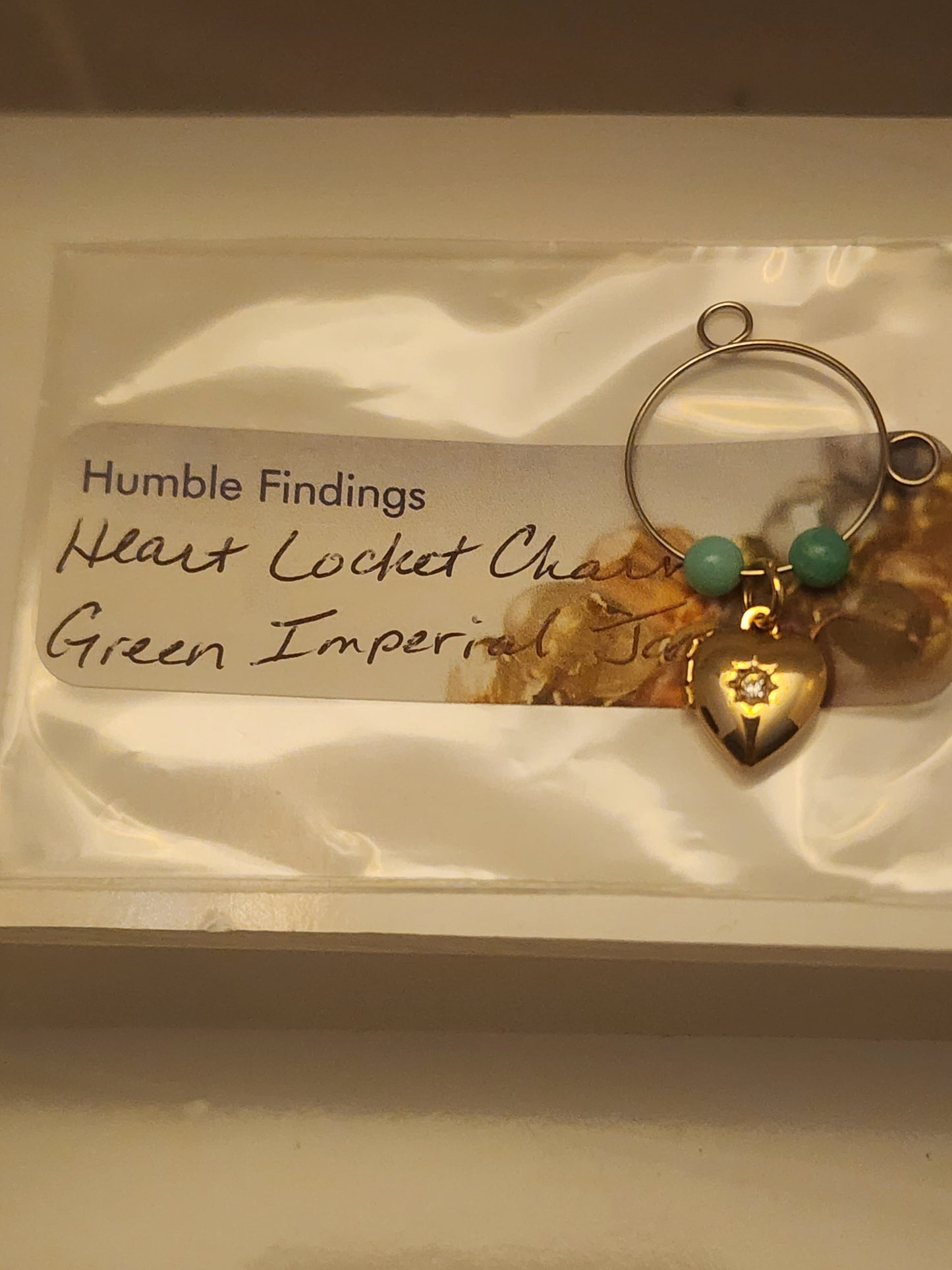 Crystal Heart Locket Wine Ring