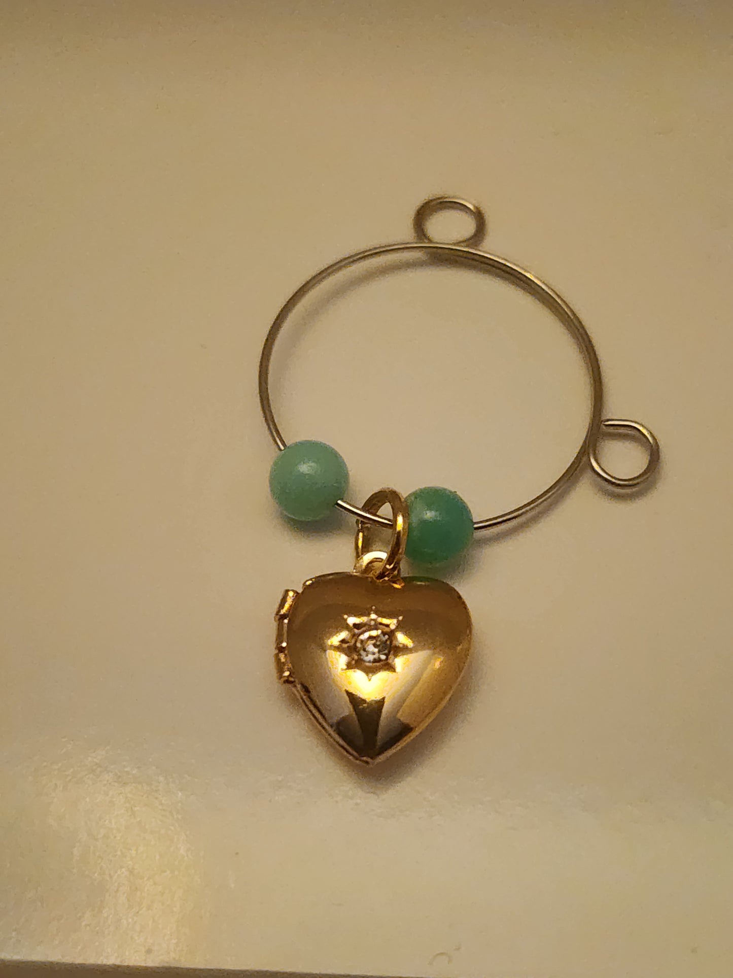 Crystal Heart Locket Wine Ring