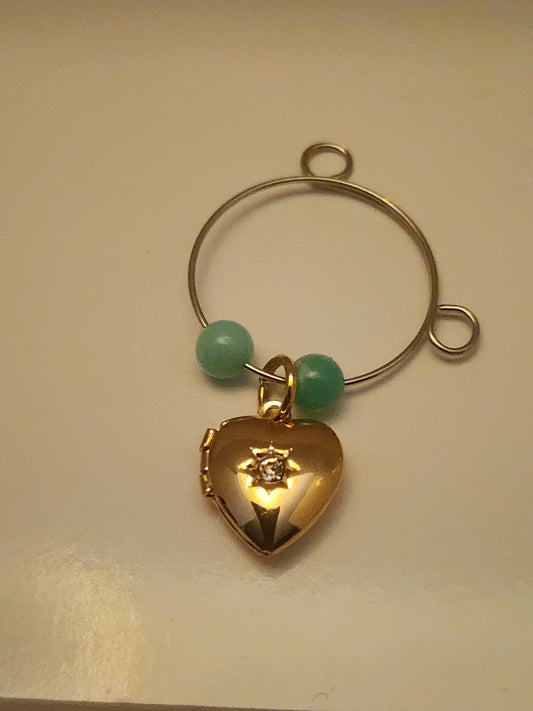Crystal Heart Locket Wine Ring