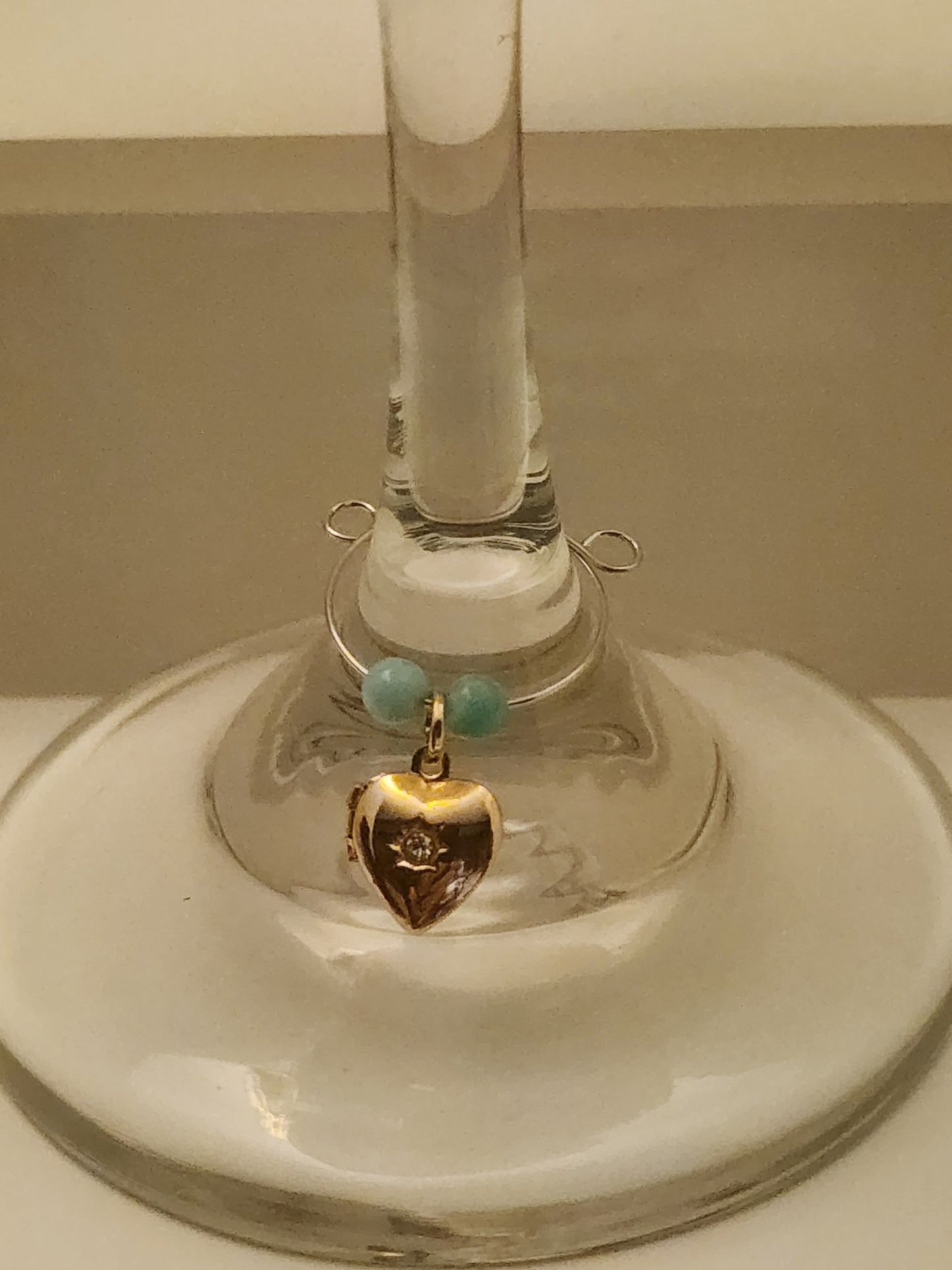 Crystal Heart Locket Wine Ring