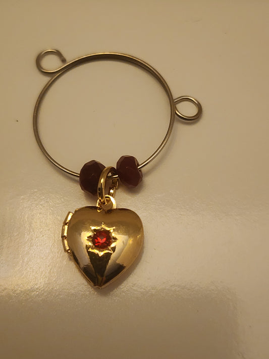 Red Heart Locket Wine Ring
