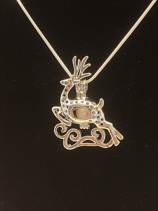 Reindeer Pearl Cage Necklace