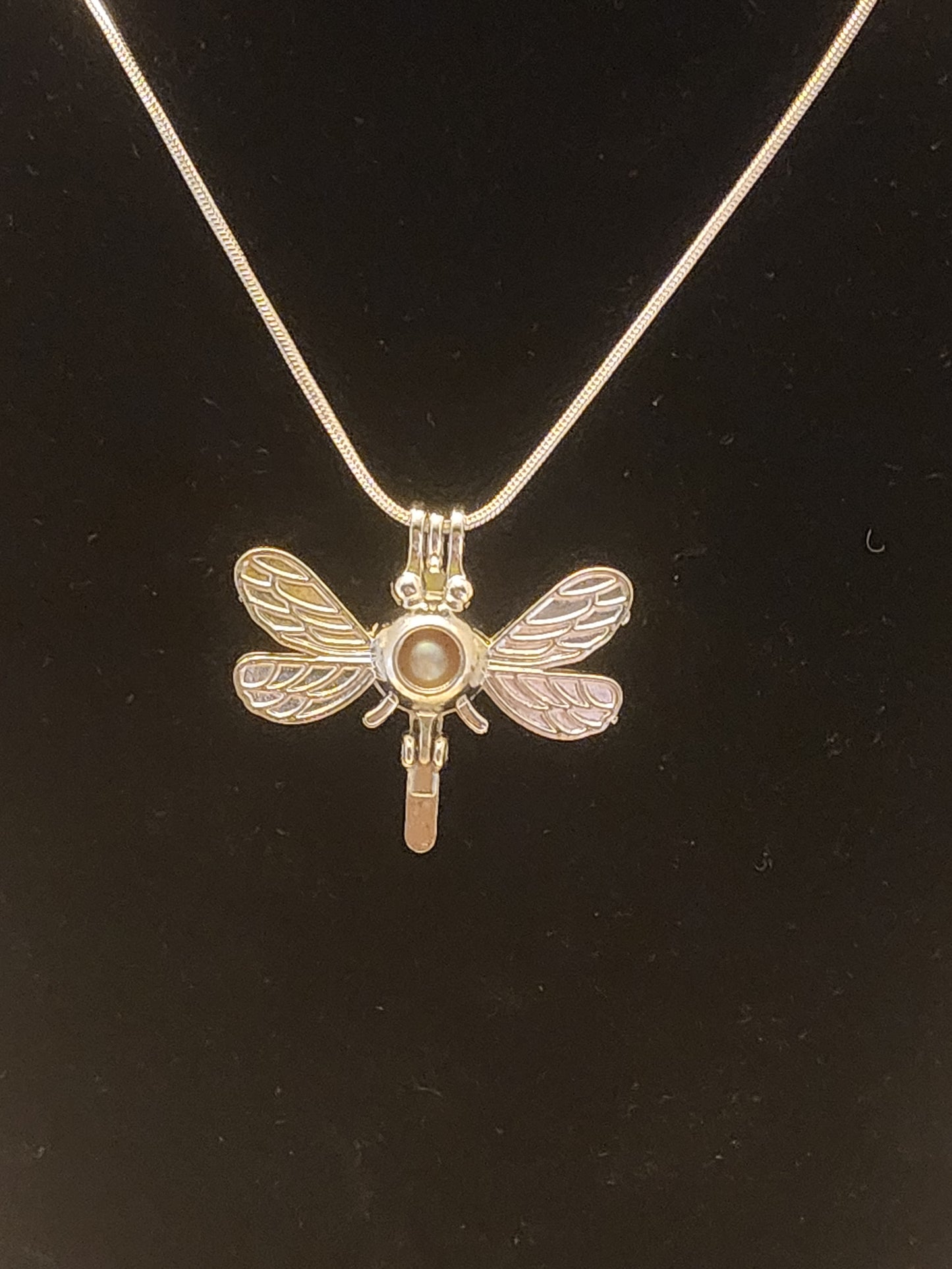 Dragonfly Pearl Cage Necklace