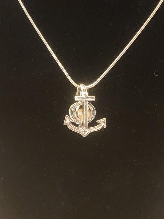 Anchor Pearl Cage Necklace
