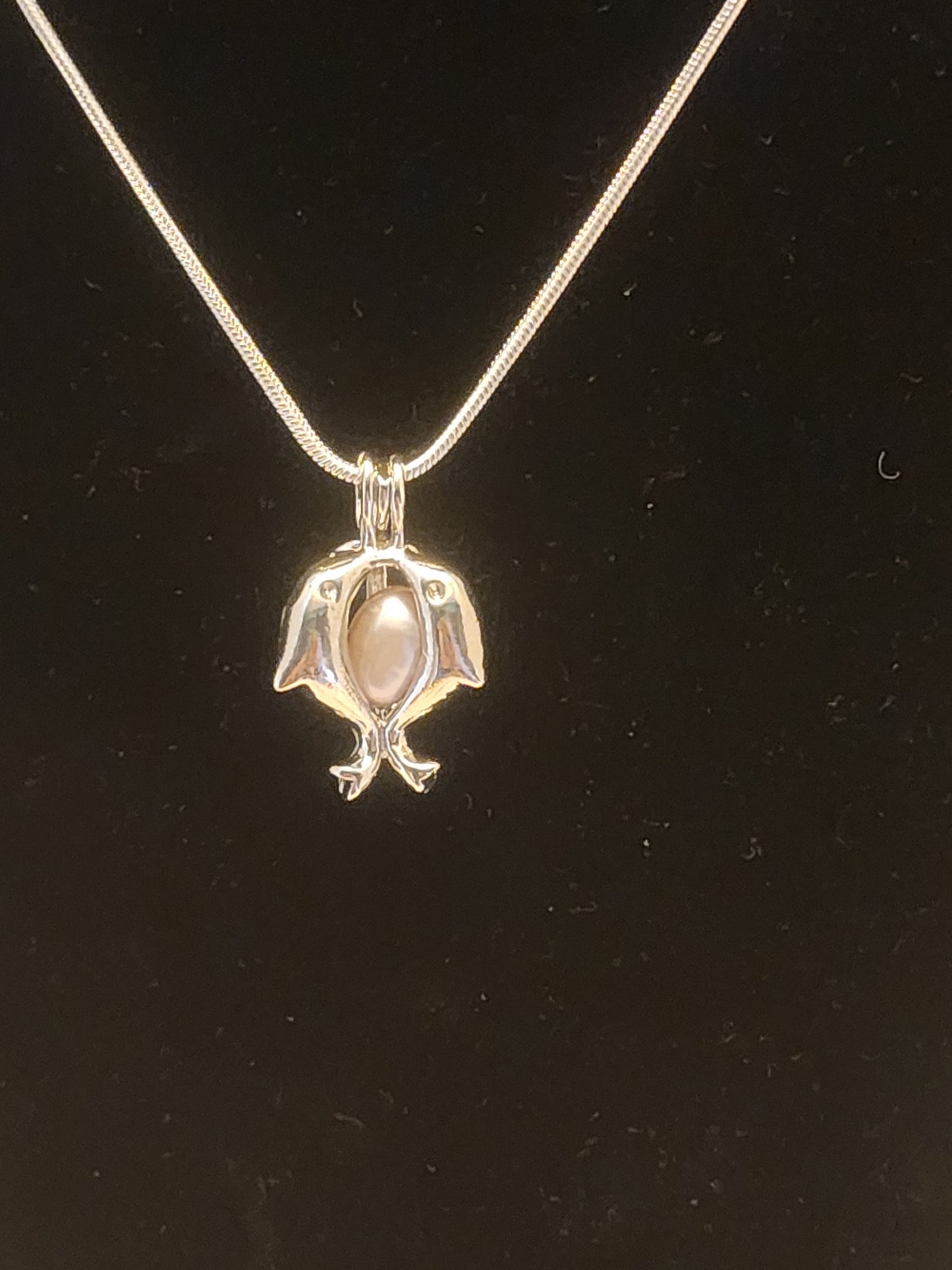 Dolphins Pearl Cage Necklace
