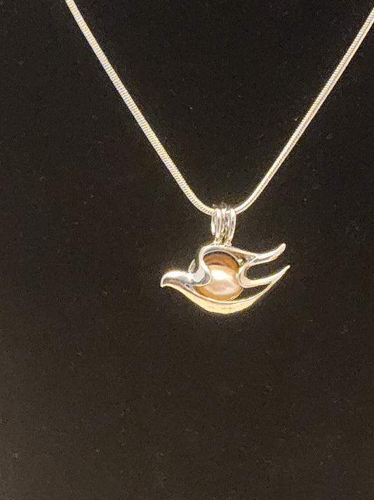 Dove Pearl Cage Necklace