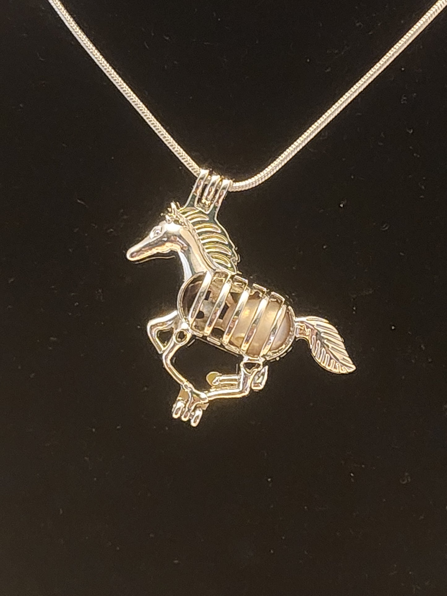 Horse Pearl Cage Necklace