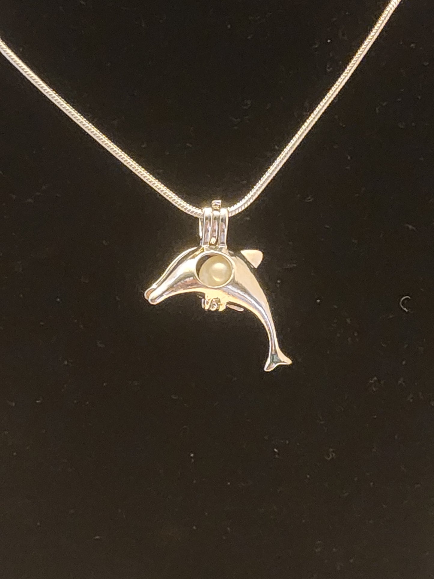 Single Dolphin Pearl Cage Necklace