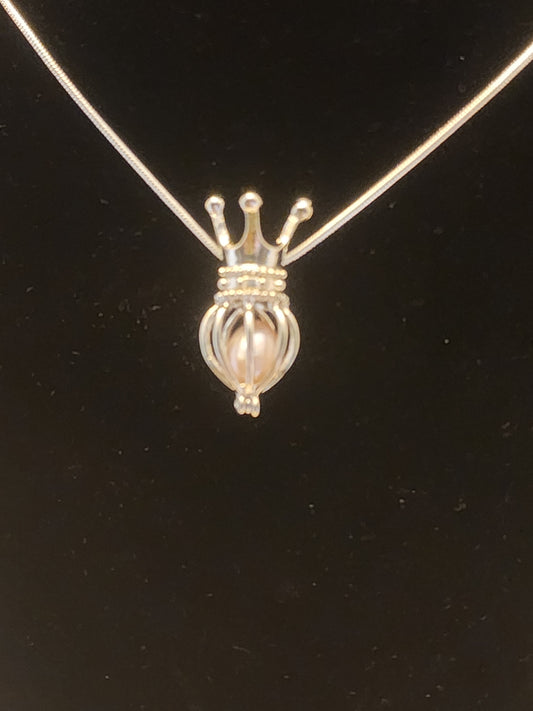Crown Pearl Cage Necklace