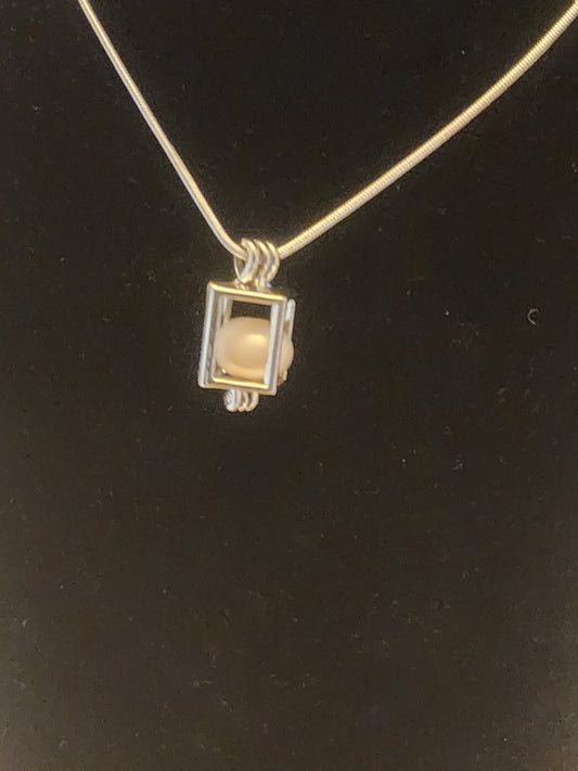 Square Pearl Cage Necklace