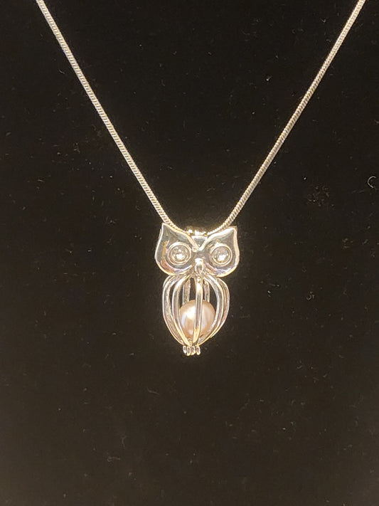 Owl #2 Pearl Cage Necklace