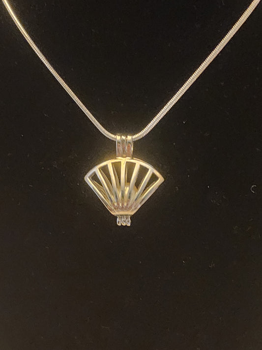 Seashell Pearl Cage Necklace