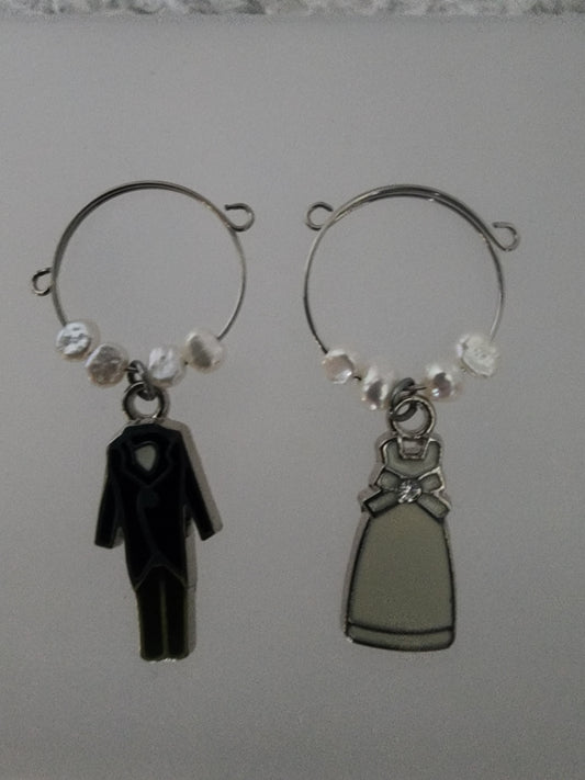 Bride and Groom Seed Pearl Wine Ring