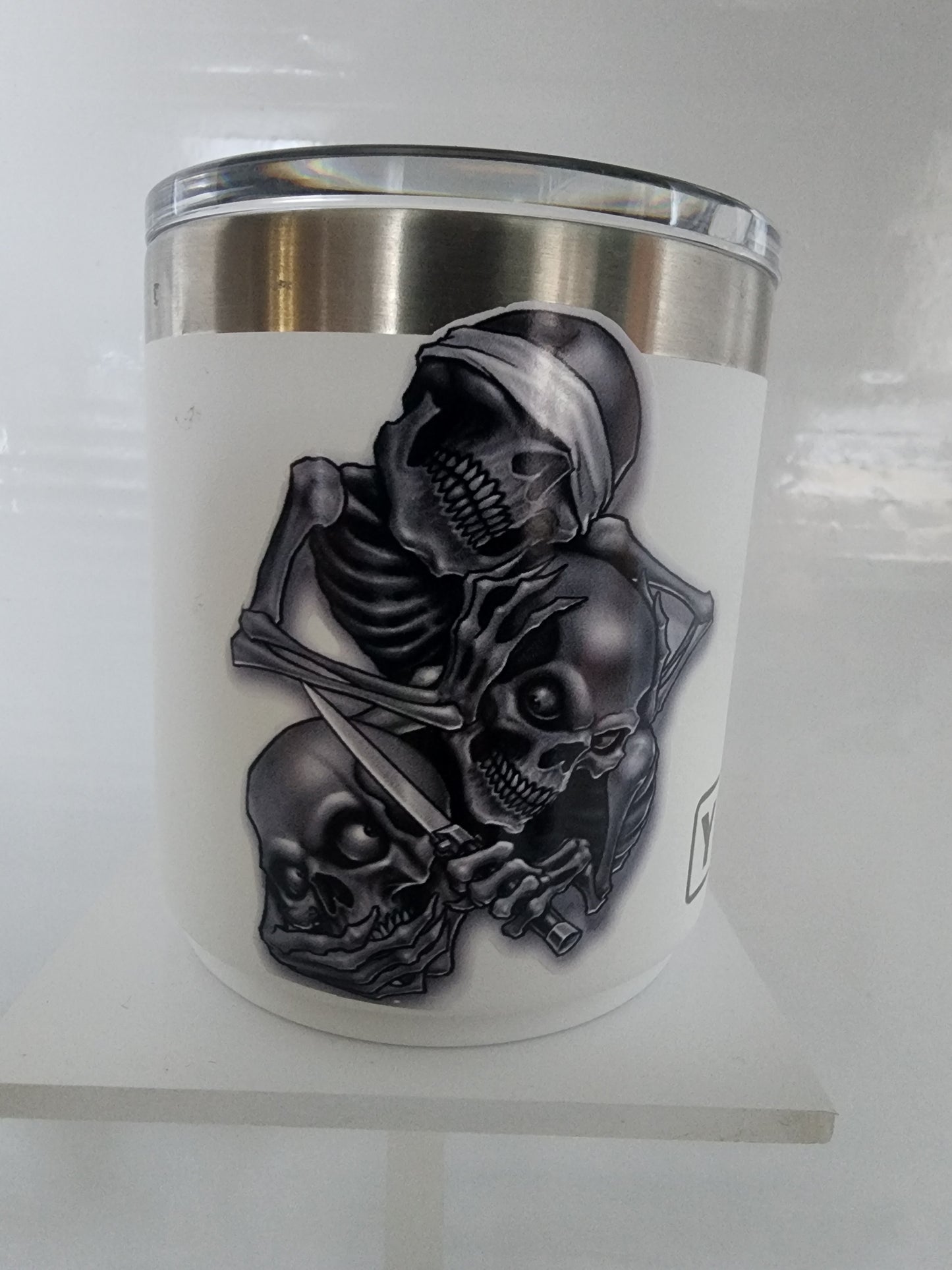 Hear No See No Speak No Skull Cup Decal