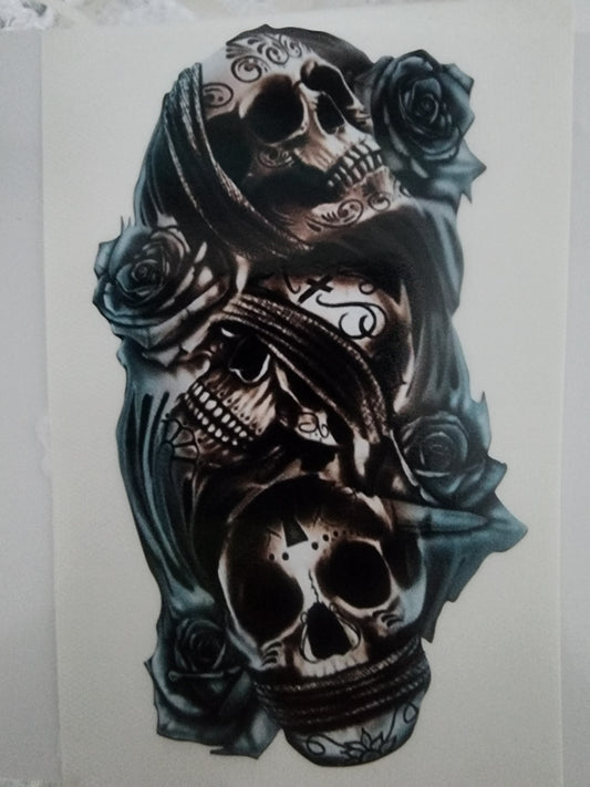 Three Skull Rose Cup Decal
