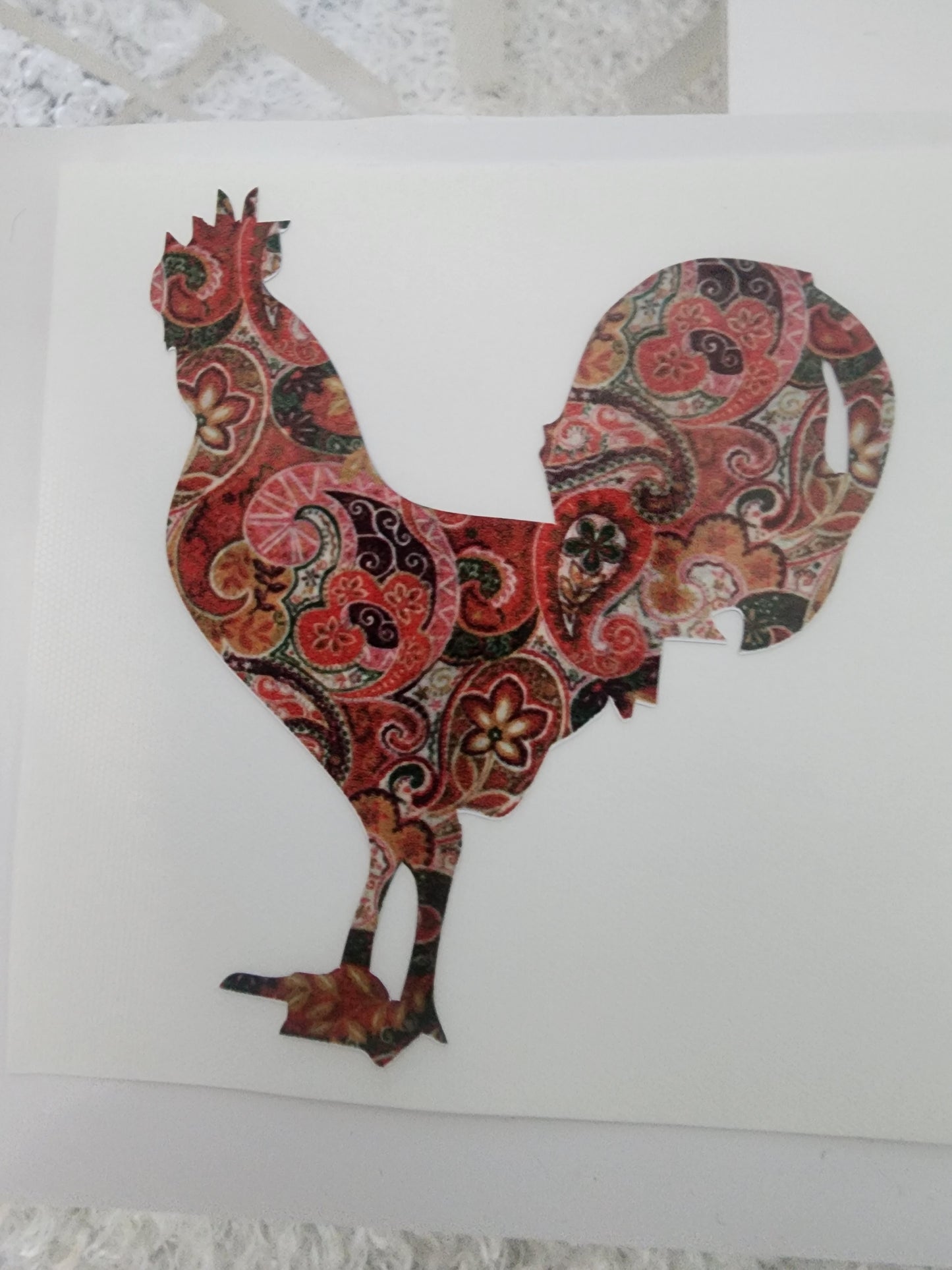 Red Paisley Rooster Cup Decal