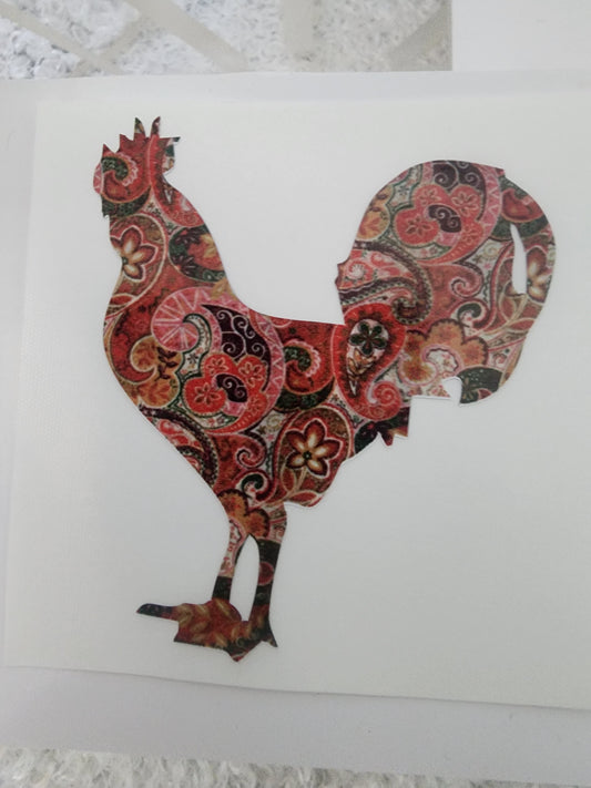 Red Paisley Rooster Cup Decal