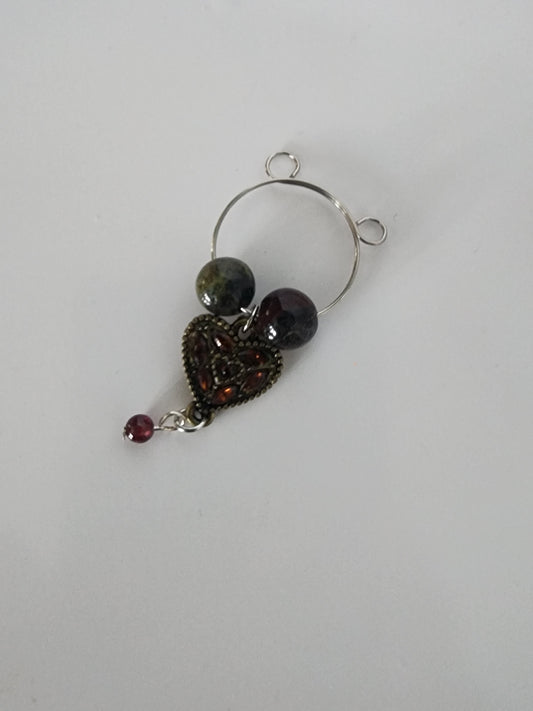 Heart Dragon Blood Jasper and Garnet Wine Ring