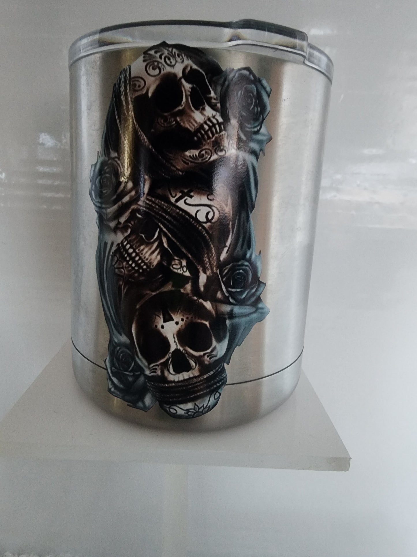 Three Skull Rose Cup Decal